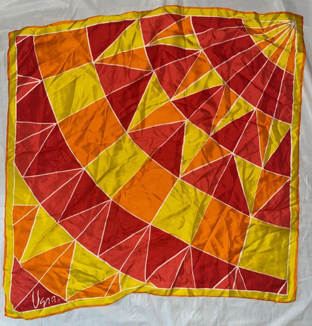 Vintage VERA Neumann Scarf ~ Sign ~ Orange,Red, Yellow